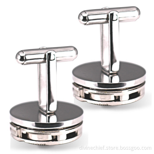 Hot Selling Watch Movement Cufflinks for Men, 316L Stainless Steel Movement Cufflinks WM-806